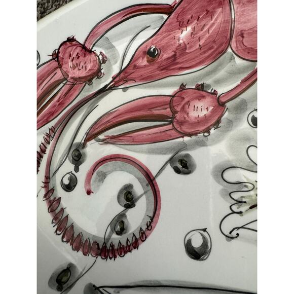 Rare Mancioli Italy Ceramic Oval Hand Painted Vintage Seafood Tray - Picture 8 of 10